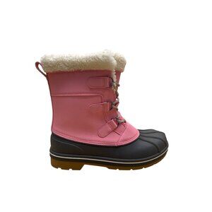 Cat & Jack Girls Pink & Gray Faux Fur Thermolite Winter Snow Boots Size 6